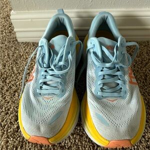 Hoka Blue and Yellow Athletic Shoes with Breathable Mesh